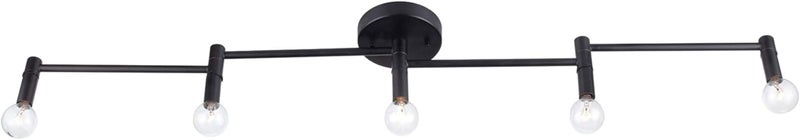 Globe Electric 59969 تيمبو إضاءة مسار قابلة للطي 5 مصابيح، أسود غير لامع - Image 1